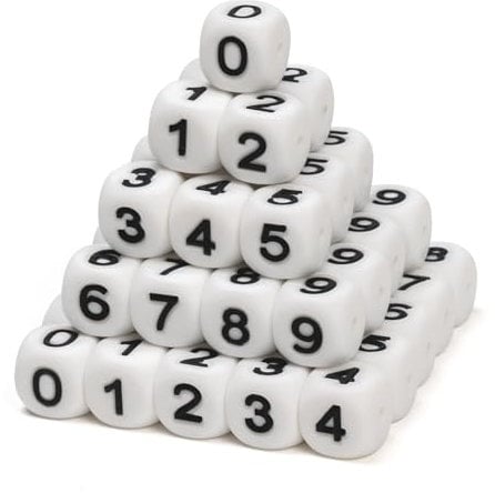 Melius 50Pcs Silicone Number Beads 0-9, 12mm Square Number Beads for Pens, DIY Key Chains, Crafts