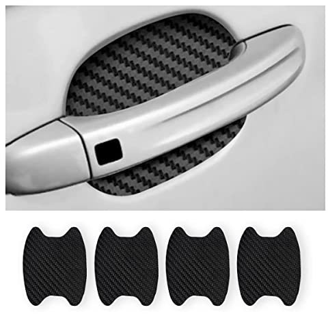 4PCS Sticker, Carbon Fiber Anti-Scratches Car Door Cup Protector, Non-Marking Auto Door Handle Protective Film, Universal for Most Car Handles (Black)