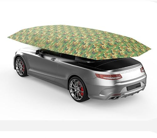 Vollautomatischer mobiler Carport, Faltbarer Auto-Sonnenschutz, für Verschiedene Modelle, Tarnung/Blau/Silber (Camouflage 4.2x2.1m)