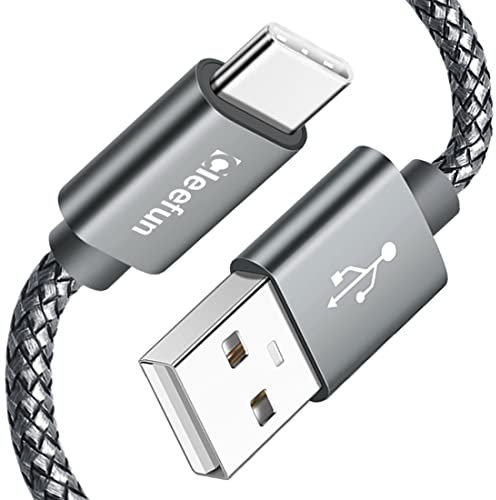 CLEEFUN USB-C to USB-A 2.0 Fast Car Charger Cable 1M, 3A Type C Fast Charging Nylon Braided Lead for iPhone 16 16e 15 Plus Pro Max, iPad, Galaxy S/A, Tablets, Laptops, Wall Chargers - 3.3ft/Gray