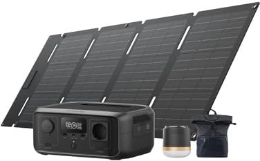 Estación de energía portátil EF EcoFlow RIVER 3 con panel solar 45 W, batería LFP 245 Wh, salida 600 W, eficiencia con GaN que duplica la duración, SAI en <20 ms, generador solar un 30% más compacto