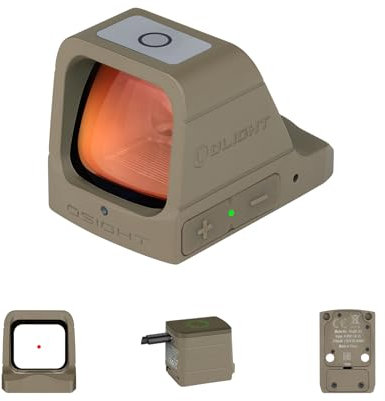 OLIGHT Osight Red Dot Visier mit24x21,5mm, 3MOA Rotpunktvisier, taktisches,einstellbares Leuchtpunktvisier mit Ladeabdeckung, kompatibel mit Picatinny für Jagd Softair Pistole (Dunkle Erdfarbe)