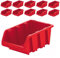 PECZEKO Werkstatt-Stapelkiste, Stapelbox aus PP Kunststoff, Sichtbox Stapelbox, Lagerboxen für Werkzeugswand, Sichtlagerkasten, Sortierbox - Rot 10 Stück, 230x160 mm