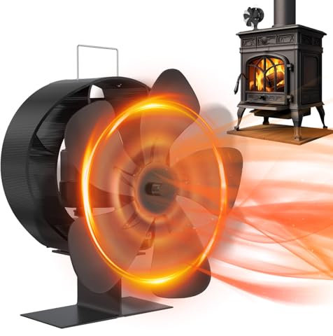 LZQ Ventilatore per forno e camino, ventilatore senza alimentazione 5 fogli, ventilatore con rotazione di 60°, ventilatore per legno/caminetto, camino, camino, camino, camino, caminetto