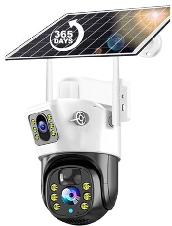 Telecamera di sicurezza esterna, Telecamera Sim 4G Solare 8MP 4K Videocamera esterna a bassa potenza Visione notturna Audio bidirezionale PIR CCTV IP Camara con pannello solare Telecamera di sicurezza