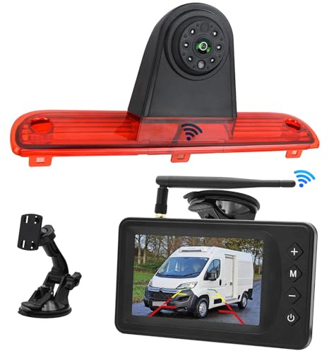 EnruigeOK Kabellose Bremslicht-Rückfahrkamera für Fiat Ducato, Peugeot Boxer, Citroen Jumper/Relais Vans (ab 2006), Nachtsicht, wasserdicht, Standlicht, 12,7 cm Monitor