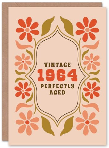 Artery8 Vintage Year Floral Flowers Her Born 1964 Aged 61 Years Old 61st Birthday Card Mum Gran Wife