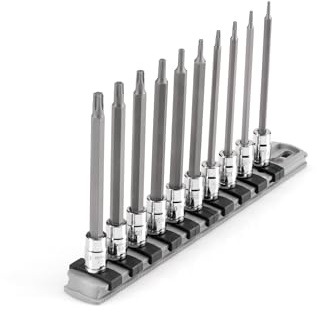 TEKTON 1/4 Inch Drive Long Torx Bit Socket Set with Rail, 10-Piece (T6-T30) | SHB90109