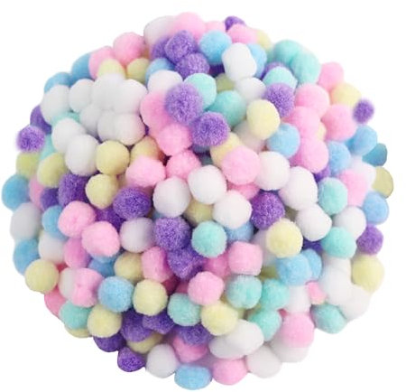 200 Stücke 2cm Makronen-Pompons,Bunte Pompons zum basteln,Pom Pom Set in 9 Farben zum Basteln，Pompoms zum Basteln für Kinder， Flauschige Bastelbälle für DIY, Partydeko, Haarschmuck & Kleidung