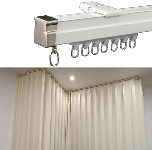 Strapazierfähige Vorhangschiene, flexible 3 m/3,5 m/4 m/5 m, gebogene Stange für Erkerfenster, biegbare Wandmontage, Vorhangschiene für Camper, Einbauräume, Krankenhäuser – 1 m