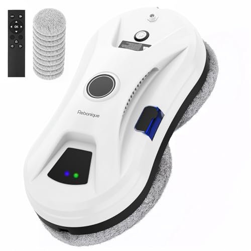 Window Cleaning Robot, 5600Pa Robot Window Cleaner with Intelligent Edge Detection, Remote Control, Automatic Mirror Cleaner Suitable for Outdoor/Indoor Glass, Tiles, Mirrors