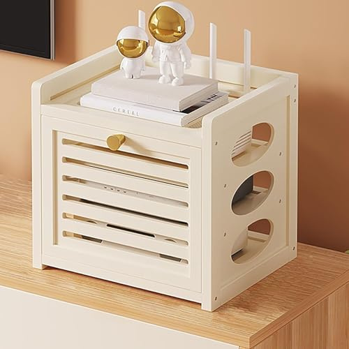 HOLGVE WiFi Armadio per Router, Scatola Portaoggetti per Router WiFi, Mobiletto Porta Modem Router, Mobiletto Portaoggetti Indipendente da Pavimento(White,30.5x28cm/12x11in)