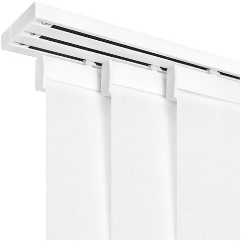 Kit de rails pour panneaux en tissu sans auto-agrippant, montage au plafond- 3 voies, support plafond + bande de fixation, aluminium, kit de 1 rail et 6 supports pour panneaux en tissu de 60 cm