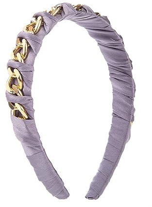 Haarbänder, Metallstirnband, elastisch, breites Vintage-Haarband for Damen, mit Goldketten, geflochtenes Haarband, Metallhaarband(Gray)