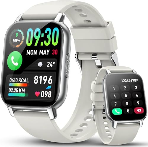Smart Watch for Men Women Answer Dial Call, 1.85 Bluetooth 5.4 Smartwatch with Heart Rate Sleep Monitor, 112+ Sports Modes Fitness Tracker, IP68 Waterproof Activity Watches for Android iOS. White