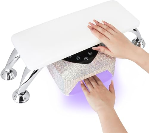 TOSUTO Cojín reposamanos para uñas,reposabrazos para uñas con soporte de acero inoxidable,Cojín de Mano de Manicura de Cuero de Microfibra ideal para salón de manicura,suave e impermeable (blanco)