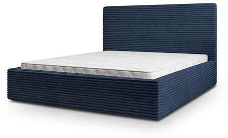 Masseno Polsterbett MIRETTI 120x200 cm, Doppelbett, Bettkasten, Stauraum, Lattenrost Und Kopfteil - Blau, TILIA 77