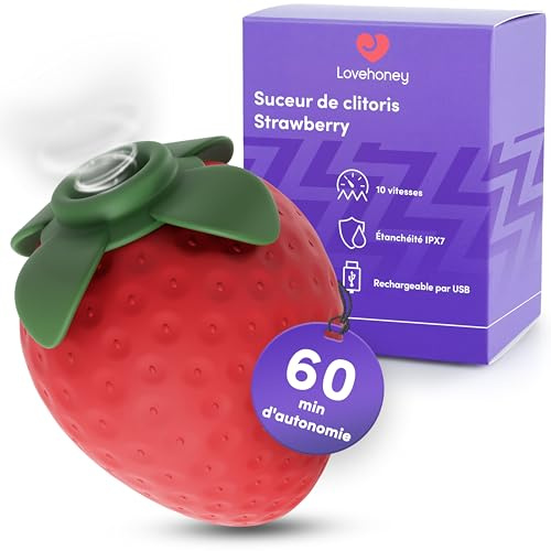 Lovehoney Strawberry Sex-Spielzeug, Druckwellenvibrator für die Frau & Paare | Erotik-Geschenk Frauen Vibrator | Damen Klitoris Stimulator für Sie | Extrem Dildo Toy | Erotikspielzeug Vibration Sauger