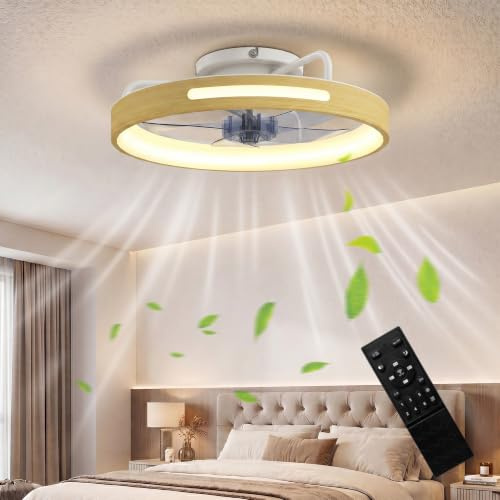 HOMCOM Deckenleuchte mit Ventilator Ø49 cm Deckenventilator Beleuchtung | Fernbedienung, 6 Geschwindigkeiten, 3 Farbtemperaturen, Umkehrbarem DC-Motor, Timer