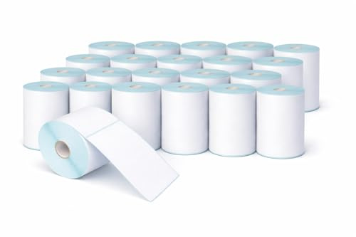 KAV Fanfold Druckerpapier mit starkem Permanentkleber, kompatibel mit den meisten Etikettendruckern für Amazon, Royal Mail, FedEx und mehr, 10,2 x 15,2 cm, 24 Rollen mit 500 Etiketten