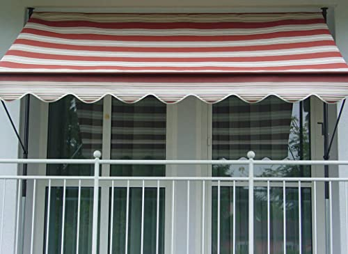 Angerer Freizeitmöbel GmbH Klemmmarkise Exklusiv - Markise für Sonnenschutz - Montage ohne Bohren und Dübeln - ideale Balkonmarkise für Mietwohnungen (Rot-Beige, 200 cm)