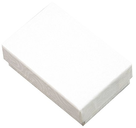 Weiße Papp-Schmuckkästchen mit Wirbel, 63.5 x 38.1 x 25.4mm (16)