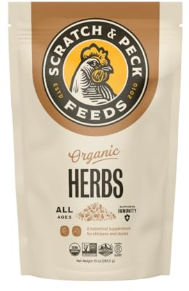 Scratch and Peck Dried Herbs Supplement for Chickens and Ducks - 10 oz Bag - Natural, Aromatic Nesting Box Herbs - Certified Organic and Non-GMO Project Verified