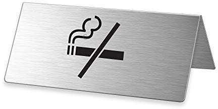 Tischaufsteller Rauchen verboten 85x40 mm Tischschild aus Edelstahl Nr.2697-1