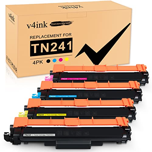 v4ink TN241 TN245 Kompatibel für Brother TN-241 TN-245 Toner für DCP-9022CDW DCP-9020CDW, MFC-9142CDN MFC-9332CDW, HL-3142CW HL-3152CDW HL-3140CW Drucker (TN241BK TN245C TN245Y TN245M 4-Packs)