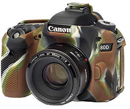 easyCover - Silikon Kameratasche - Schutz für Ihre Kamera - Canon 80D - Camouflage