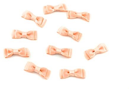 10 Stück Satinschleifen 3cm x 1,3cm einfarbig (apricot 714) // Deko Schleifen für Hochzeit Taufe Kommunion Applikation Streudeko scrapbooking Streudeko