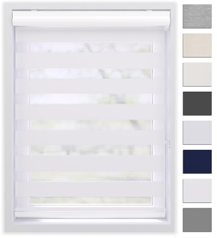 EFIXS Doppelrollo mit Kassette Montage Wand/Decke mit Bohren Breiten: 40-220, Höhe: bis 240 Hier: BxH (120 x 240) cm (Weiss) Premium Duorollo, oder ohne Bohren mit Klemmhalter am PVC-Fenster