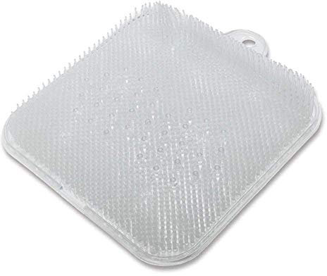 Shower Foot Scrubber Massager Cleaner Brush Mat with Non-Slip Suction Cups Soft Firm Bristles for Foot Circulation Dead Skin (White)