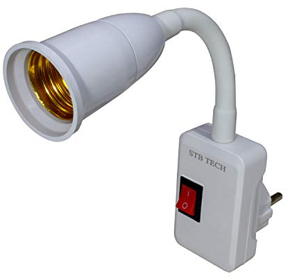 STBTECH Plug in LED Wandleuchten mit Flexible Schwanenhals, Lampenfassung Fassung mit Ein/Aus-Schalter,E27 Steckdosenlampe Arbeitsleuchten,ohne Glühbirne