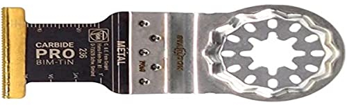 FEIN E-Cut CarbidePro, Set 3 hojas de sierra, 32x40mm, Alojamiento Starlock, Hoja de sierra de recambio para metal duro con revestimiento TiN con resistencia al desgaste extremadamente elevada
