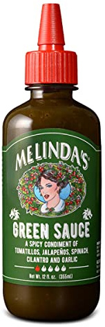 Melinda's Salsa verde – Salsa suave de chile verde, 12 onzas, 1 paquete | Salsa picante suave hecha con ingredientes frescos, tomatillos, jalapeño, espinacas y cilantro, perfecta para huevos