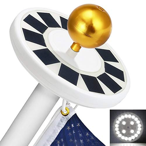 Uonlytech 24 LEDs Solar Power Fahnenmast Lichter Wetterfest Solar Weg Licht Auto On/Off Nachtbeleuchtung für Camping Home Yard Farm Emegency Beleuchtung (Weiß)