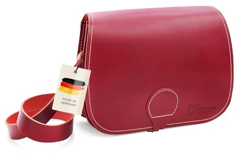 Thielemann rote Handtasche Victoria Made in Germany, aus extra starkem Leder Tasche zum Umhängen, Crossbody Bag für Frauen, Satteltasche, Ledertasche, Damentasche, kleine Schultertasche