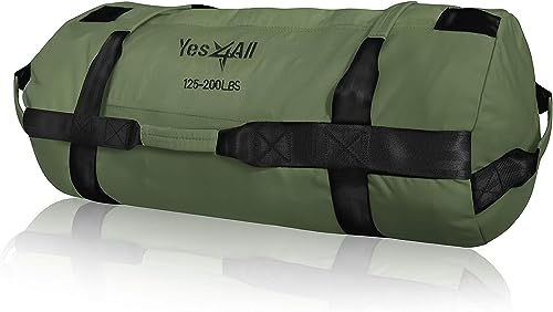 Yes4All Unisex-Erwachsene RMEM Sandsackgewichte/Gewichtsbeutel-Sandsäcke für Fitness, Konditionierung, Crossfit mit verstellbaren Gewichten (Armeegrün, D. Army Green-XL, (125-200 Lbs), (56kg-90kg)