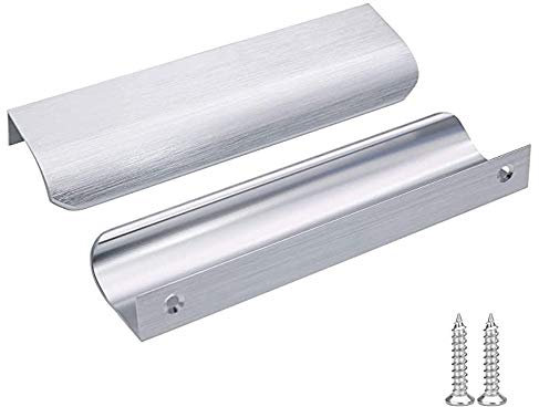 goldenwarm 25Pack 128mm(5in) Brushed Nickel Cabinet Handles Modern Drawer Handle Aluminum Finger Edge Pull Curved Profile Handle Concealed Furniture Handles Brushed Nickel Wardrobe Handles