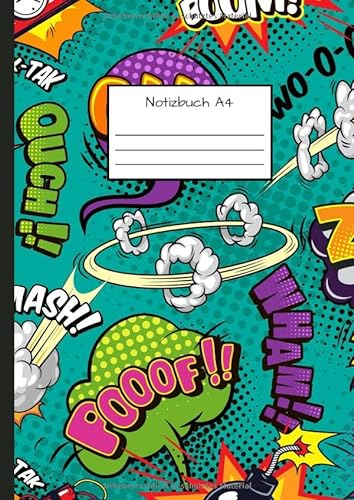 Notizbuch A4: Notizbuch DIN A4 - Kladde kariert 5 mm - 110 Seiten - Notizheft, Tagebuch, Schreibbuch - Cartoon- und Comic-Muster