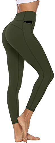 Persit Sporthose Damen, Sport Leggins für Damen Yoga Leggings Yogahose Sportleggins Gelboliv-Size 40 (Herstellergröße: M)
