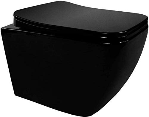 CUBE - WC sospeso design nero con sedile freno di caduta