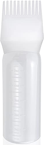 CXtech Botella de Pincel de Tinte para el Cabello Champú Pincel Aplicadoras Botellas para Teñir el Cabello con Peine y Escala Graduada Blanco