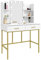 WOLTU Schminktisch mit Spiegel und Beleuchtung, Frisiertisch mit 2 Schubladen und 4 offenen Ablagen, 45 cm Tiefe, Kosmetiktisch für Schlafzimmer, Holz Metall, Weiß Gold, MB6077ws