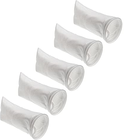 vhbw 5X Calza filtrante Universale Compatibile con acquari, Piscine, Skimmer - Sacchetto filtrante, polietilene, 18 x 45 cm, 100 Micron, Bianco