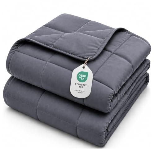 Couverture lestée épaisse, confortable, rafraîchissante et respirante en microfibre - avec perles de verre - pour adultes et pour toutes saisons - pour lit Queen-size (152 x 203 cm, 9 kg) - gris foncé