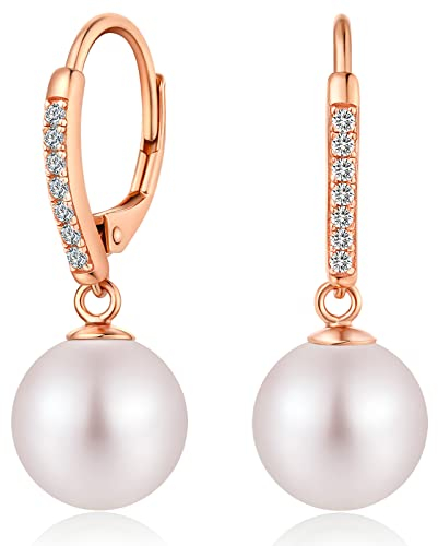 Perlenohrringe Perlen Ohrringe Hängend Silber Perle Ohrringe Rosegold Damen Hängend Creolen mit Perlen