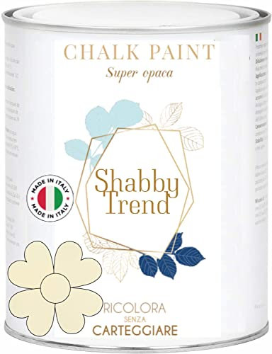 GENERICO SHABBY TREND® CHALK PAINT Pittura Shabby Chic Vintage Mobili Pareti Extra Opaca 120 VARIANTI (375ml, BEIGE JUTA)