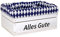HW HOLZKISTEN-WELT Holzkiste Weiß mit Aufdruck Alles Gute mit Stoffeinlage Blau Weiß - Stiege Steige Geschenkverpackung Präsentkorb Geschenk